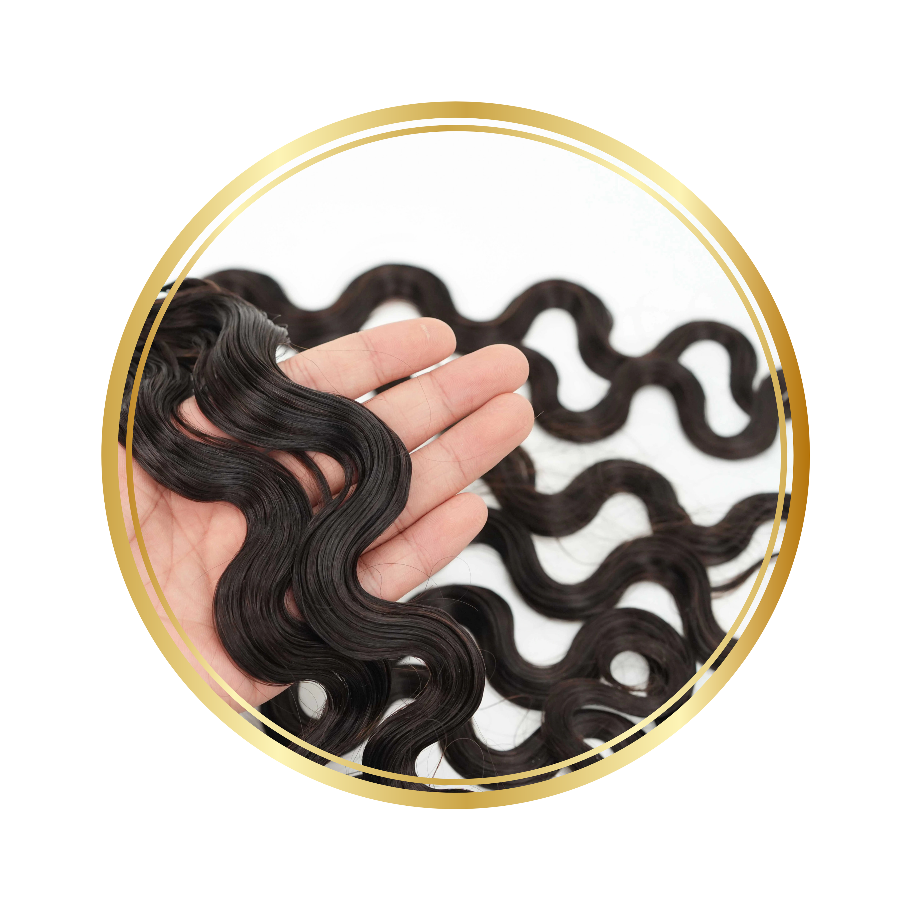 Natural Black Body Wave Feather Crochet Remy Human Hair Extensions