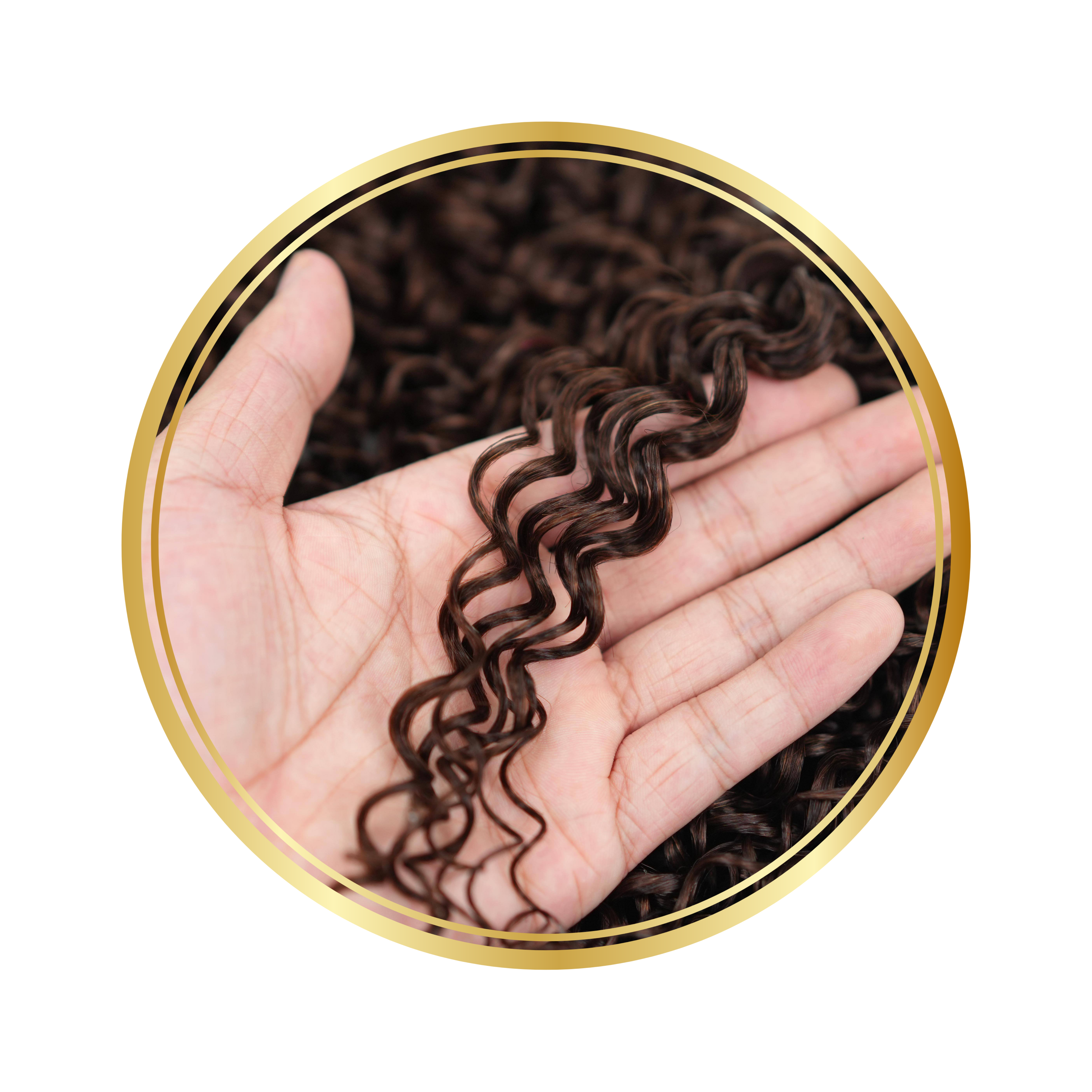 Darkest Brown Water Wave Feather Crochet Remy Human Hair Extensions