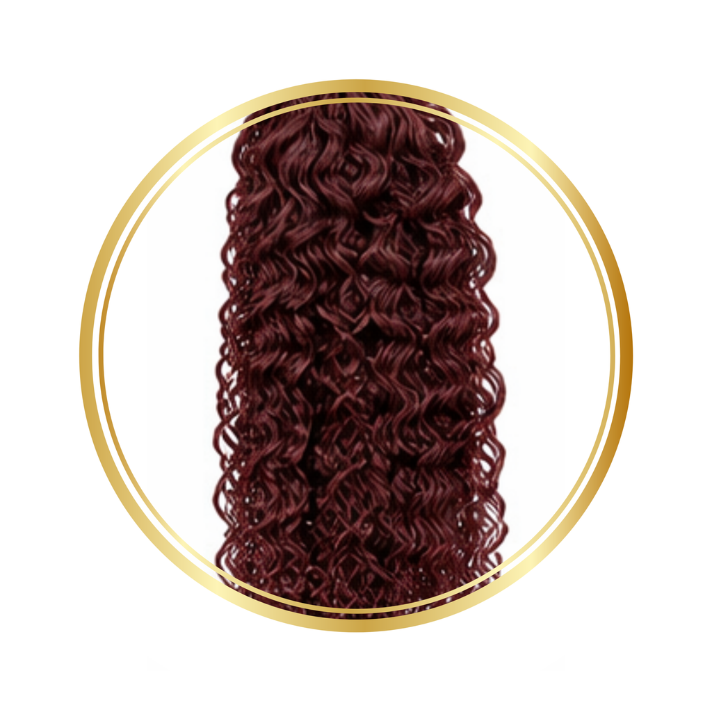 Burgundy Water Wave Feather Crochet Remy Human Hair Extensions